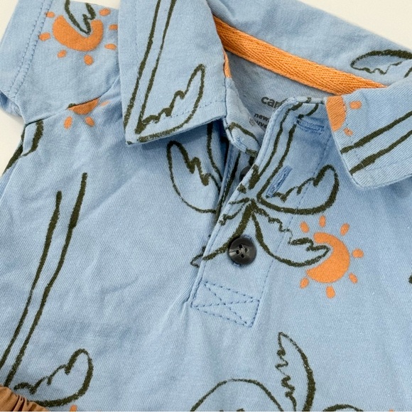 Carter’s Palm Tree Bodysuit & Shorts Set | Newborn | Blue & Brown | 100% Cotton - Picture 4 of 5